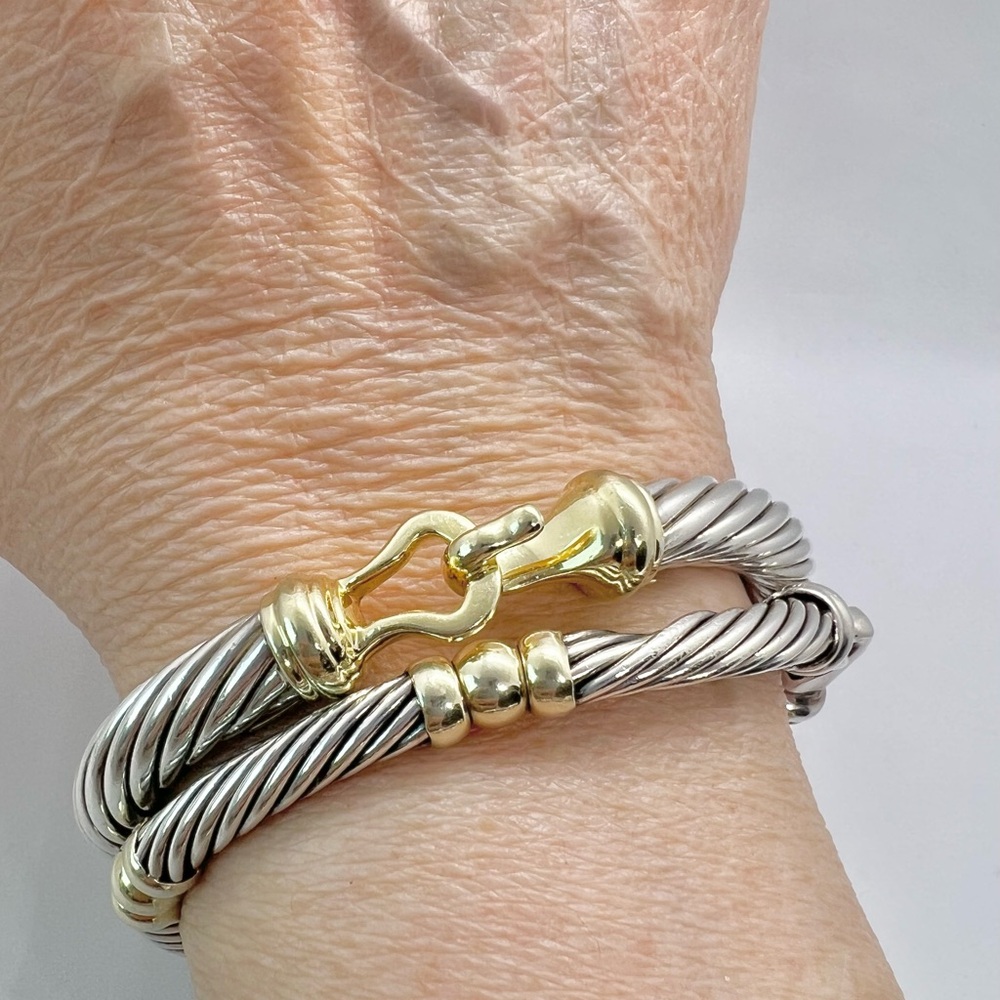 David Yurman 7mm Cable Gold Buckle Bracelet - Picture 6 of 16